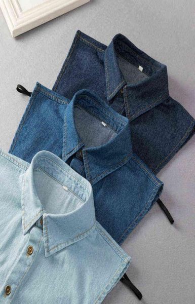 

2022 mens blue denim fake collar for women shirt detachable collars lapel blouse men false collar clothes shirt neckwear y12296492464, Blue;purple