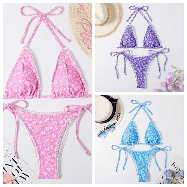 

2023 new split swimsuit women's sense tethered beach bikini, White;black