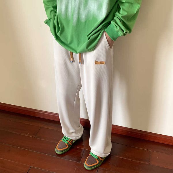 

men's pants oversized streetwear men straight baggy pants solid baggy loose pants cotton sweatpants casual pants trousers plus size 5xl, Black