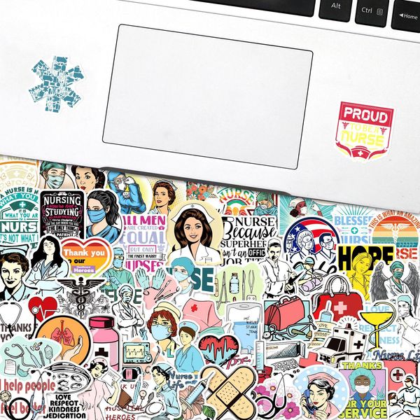 

100pcs-pack cartoon nurse day stickers for kids wholesale vinyl sticker waterproof lap car scrapbooking water bottle guitar box skateboard j