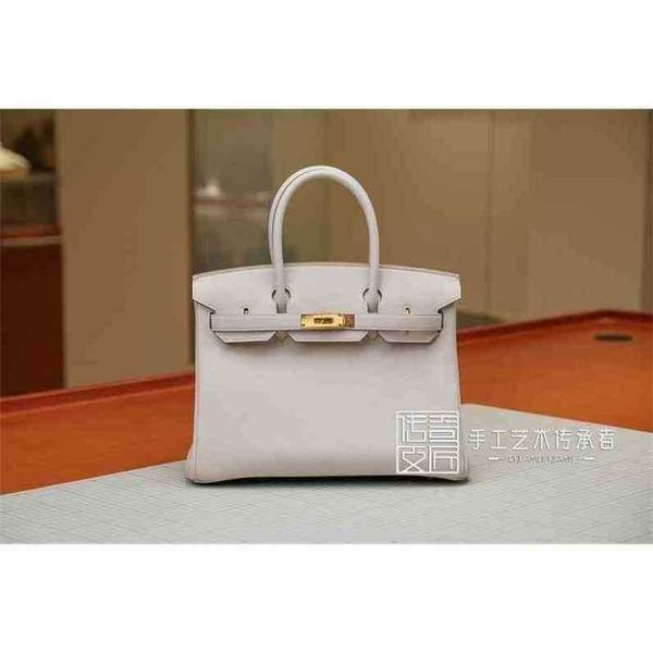 

designer handbags h. sewing 2022 pure manual wax thread bag togo calf skin milkshake platinum buckle bk30cm handbag