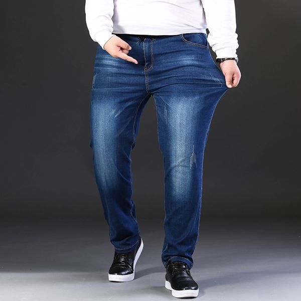 

men's jeans 7xl plus size summer men's baggy cargo male casual long denim pants fashion loose jeans trousers 230308, Blue