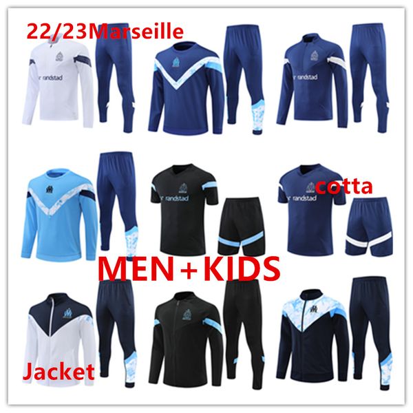 

22 23 new marseilles tracksuits and kids soccer trascksuit payet kamara 2022 2023 marseilles men short sleeves and jackets football training, Gray