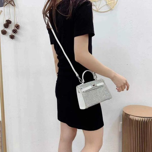 

designer original herms kel1ys bag second generation mini diamond inlaid 2023 new trendy messenger foreign style minority design hand women&