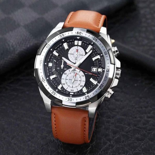 

original shock 539 watch quartz sport efr watch leather strap world time all hands can operate oak series, Slivery;golden