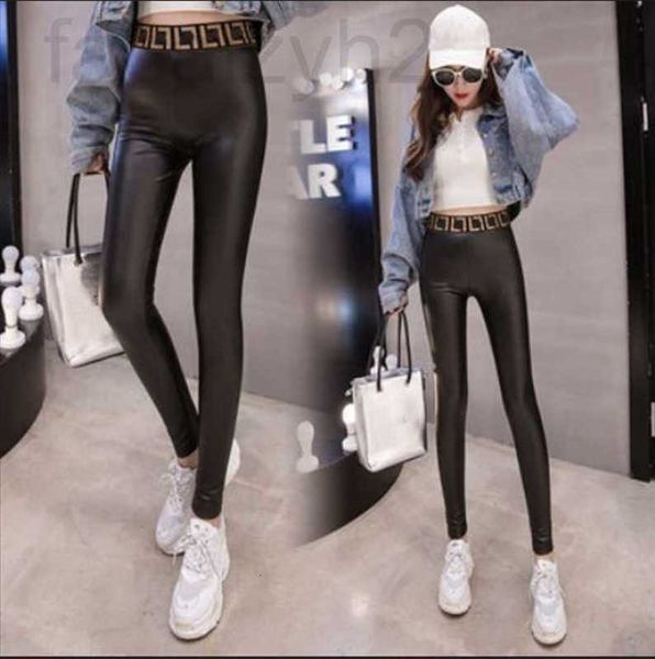 

women's pants & capris designer designer luxury quality pu leather fashion matte autumn winter leggings outer skinny pencil mp47, Black;white