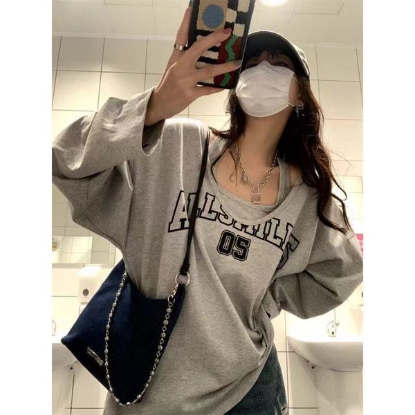 

women s t shirt deeptown korean style oversized women t shirts casual harajuku streetwear letter print long sleeve female fashion all match, White