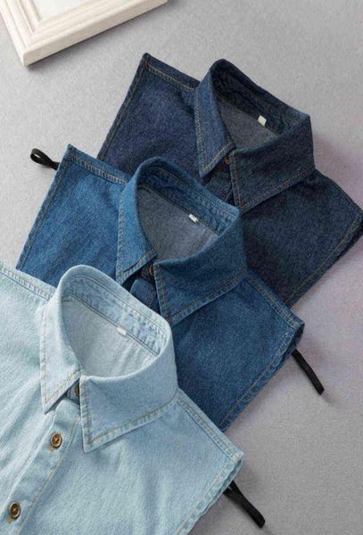 

2022 mens blue denim fake collar for women shirt detachable collars lapel blouse men false collar clothes shirt neckwear y12299847450, Blue;purple