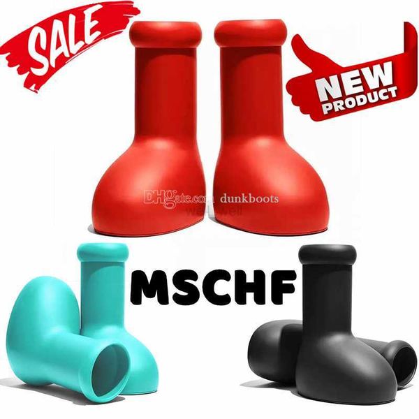 

mschf boots astro boy men women rain designers big red boot thick bottom booties rubber platform bootie fashion size 35-48, Black
