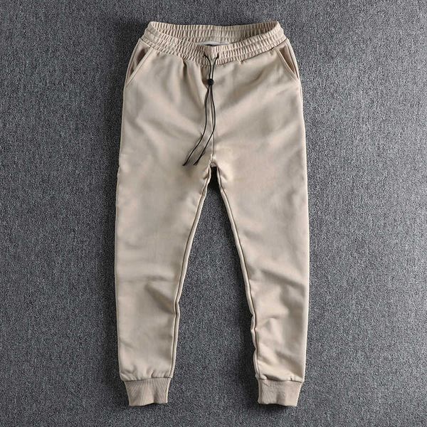 

men's pants autumn american retro knitted sweatpants men's simple 829 cotton elastic waist loose drawstring sport casual ankletied, Black