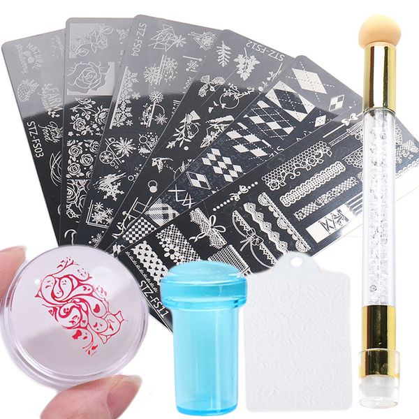 

nail art templates 1 set stamping plate lace flower leaf animal with jelly stamper scraper polish image print tool nlstzfs 230307, White