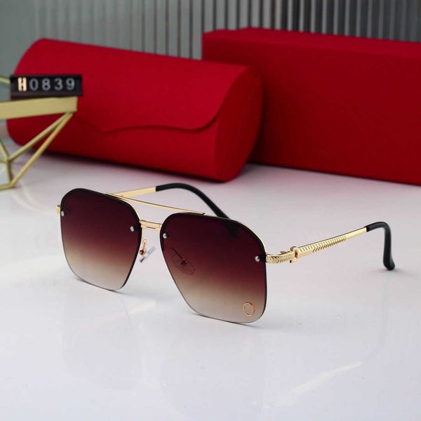 

2023 women designer rimless sunglasses men luxury beach sunglasses pola polaroid lens pilot metal sunglasses, White;black