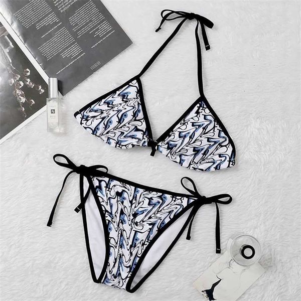 

letter swimsuit triangle bag strap split bikini sexy, White;black