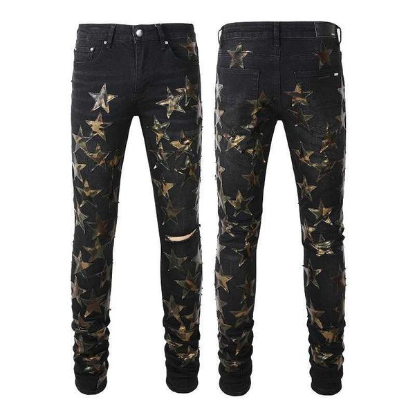 

desinger brand tshirts mairi ripped street leather star trend jeans high craft stretch fit 3z5b, Blue