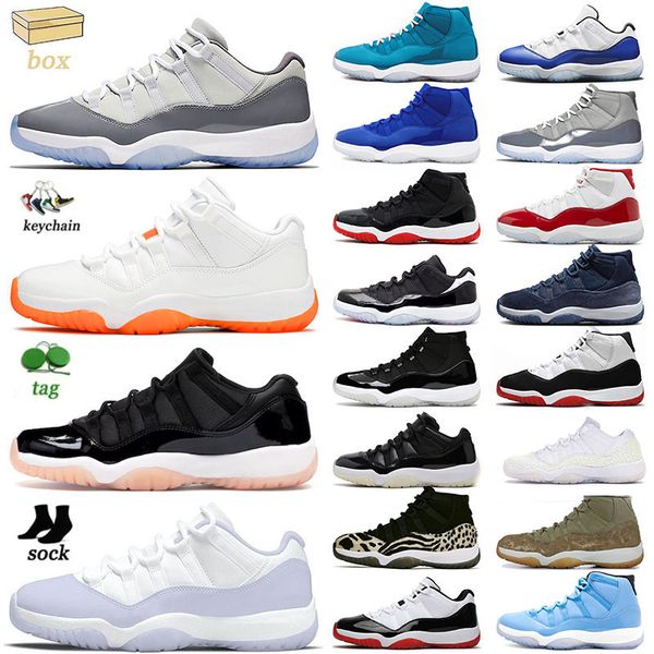 

original og 11 men basketball shoes 11s xi low bleached coral cement grey midnight navy cherry breed j11s mens women high jumpman athletic s