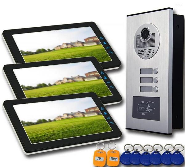 

video door phones 9 inch multi apartments families intercom system 234681012 units apartment rfid keyfobs phone kits4620216