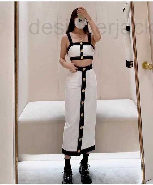 

party dresses designer dinner party dress autumn winter new two-piece designer women's halter long skirt ladies classic spring fashion, White;black