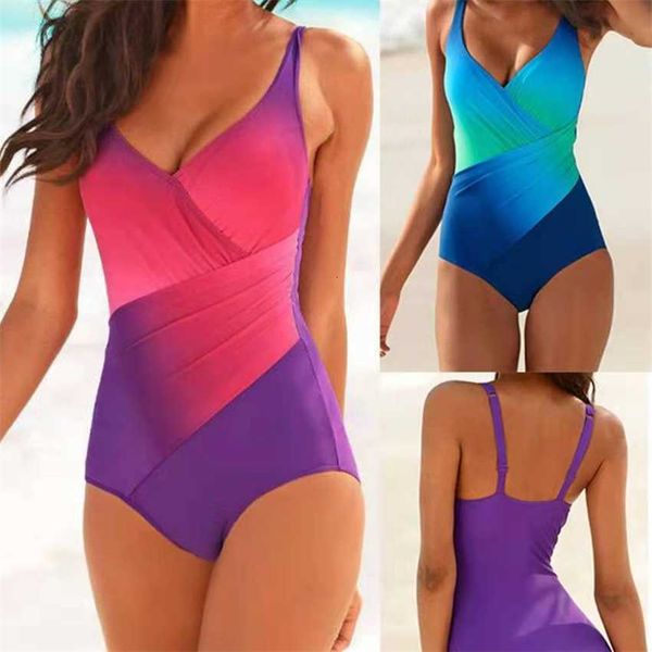 

new swimsuit bikini rainbow gradients big fat one-piece bikini, White;black