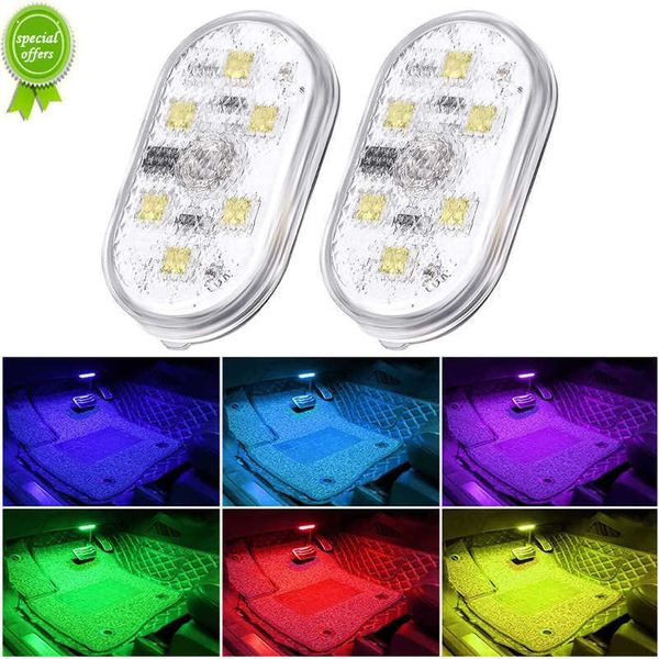 

new 2pcs car mini led interior mood light usb rechargeable magnetic wireless touch light roof reading light car interior accessories