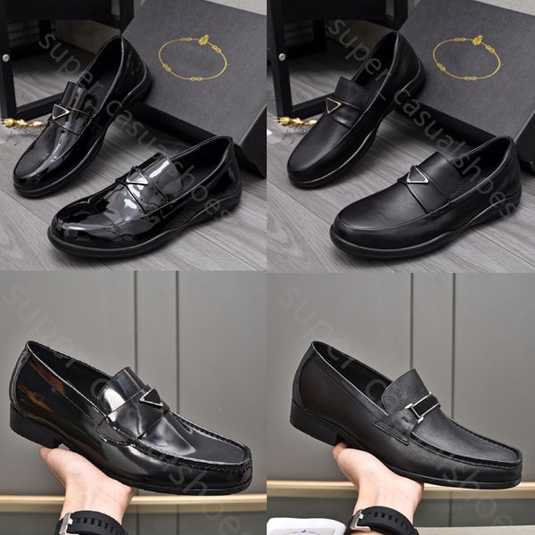 

men fashion loafers designers shoes genuine leather men business office work formal dress shoes brand designer party wedding flat shoes size, Black