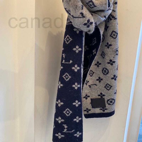 

designer full xin pure wool scarf autumn winter men and women fashion versatile high-grade knitting 10zx, Blue;gray