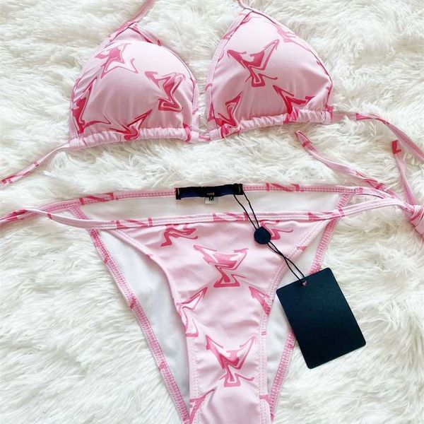 

lu21 new bikini split swimsuit letter print fan bikini swimsuit, White;black