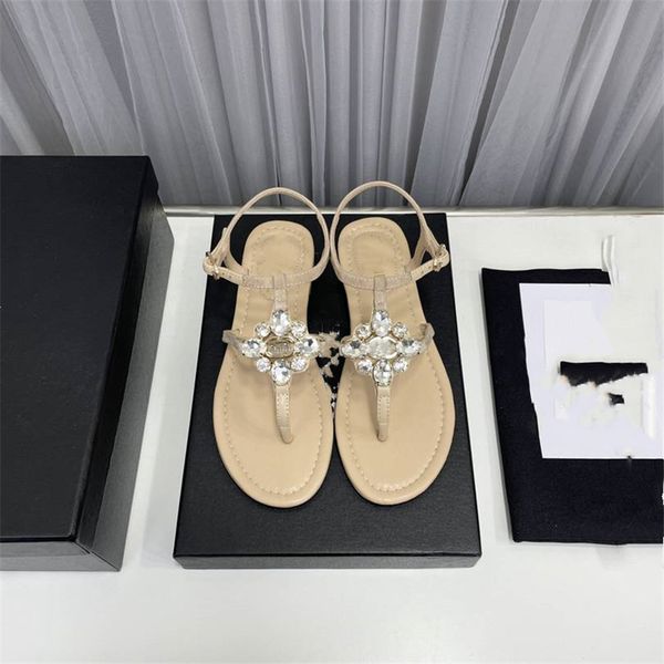 

fashion women's sandals 2023 channel luxury brand summer popular leather high heel sandals leisure holiday flats 07-024, Black