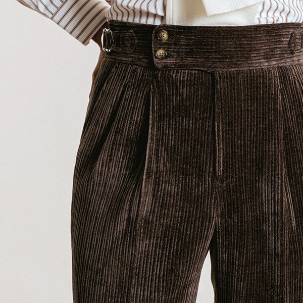 

men's pants corduroy trousers for men waist office dress trouser italian busines alon para hombres 3 colours 230307, Black