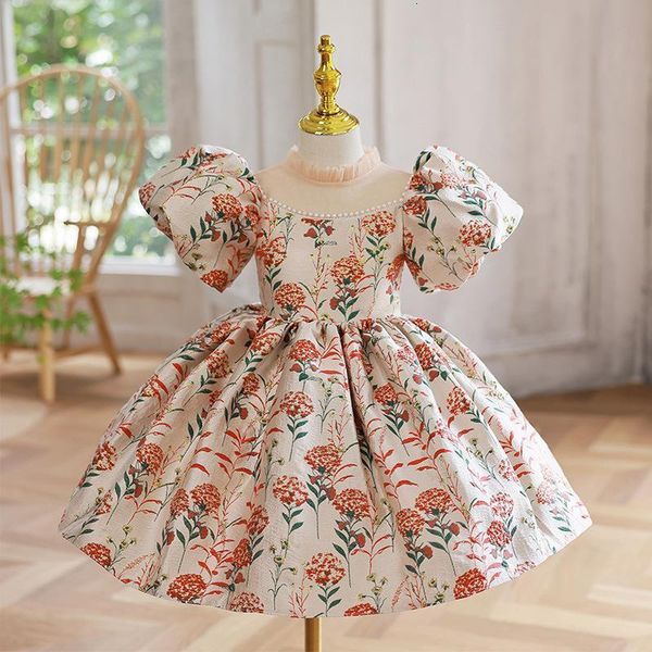 

christening dresses girl spanish royal dress children birthday baptism dresses for kids elegant floral frocks girls boutique party vestidos, White