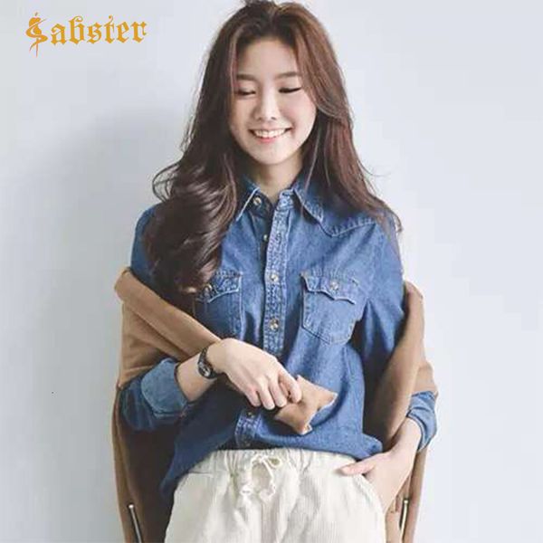 

women's blouses shirts spring autumn long-sleeved denim shirt female fashion slim denim shirt office female clothing xz461 230308, White