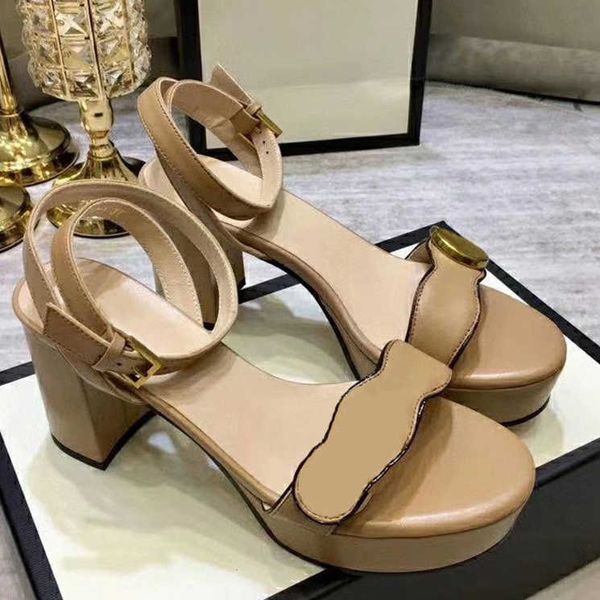

designer platform women sandals high heels sandal leather luxury summer wedding party shoes dress shoes size 35-42 with box no261, Black