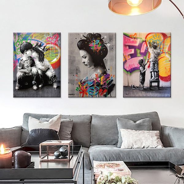 

creative street graffiti canvas painting core home art decorative painting frameless painting core