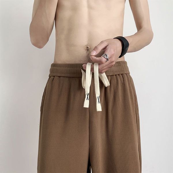 

women s pants s summer sagging brown ice men s thin casual high street korean loose straight leg wide 230307, Black;white
