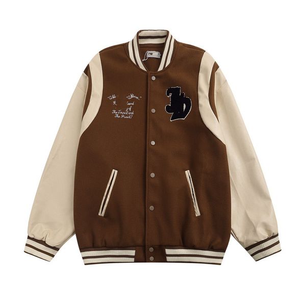 

mens jackets baseball varsity jacket letter stitching embroidery autumn and winter men loose causal outwear coats letters a variety of style, Black;brown