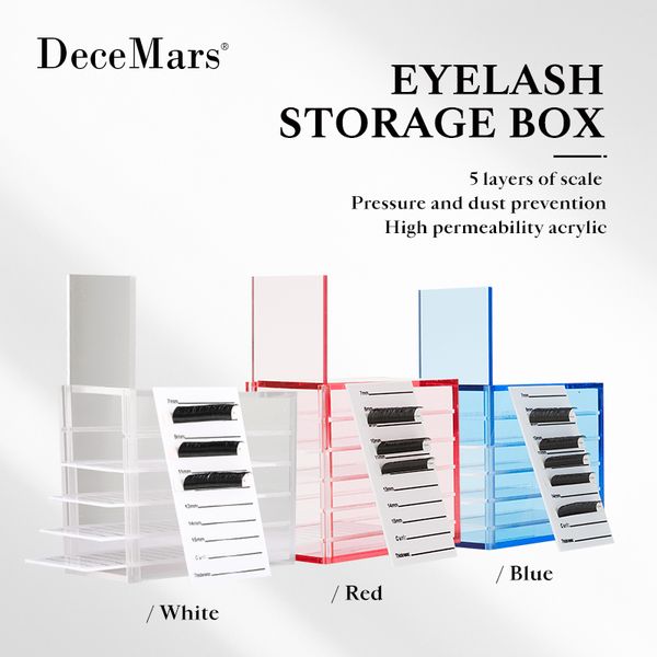 

makeup tools decemars false eyelashes storage box 5 layers acrylic pallet lash holder red/blue/white 230307