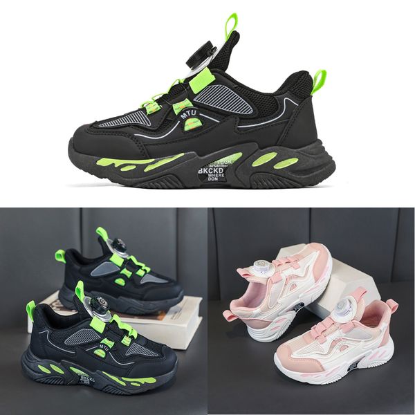

2023 fashion ale children's shoes pink gray red black green spring rotating button breathable mesh outdoors shoes sneakers color206, White;red