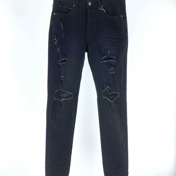 

jeans men pants ammir brand water damage holes camouflage elastic slim fit women high street fashion designer niche ins celebrity casual lei, Blue