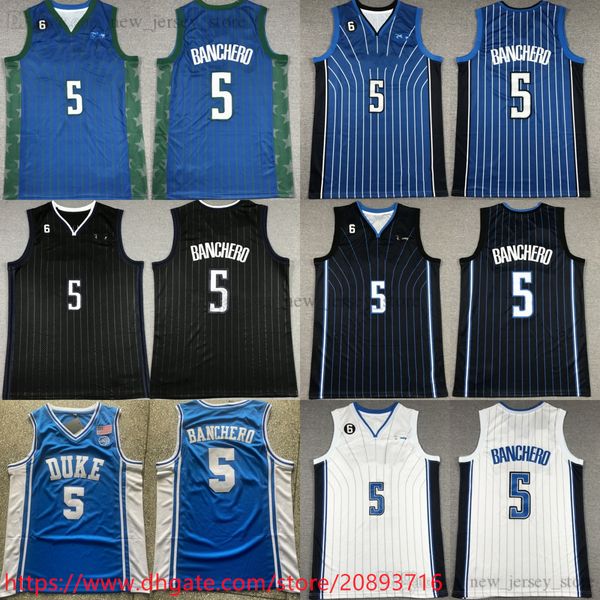 

2023 new stripe basketball 5 paolobanchero jersey stitched with 6 patch black white blue city jerseys