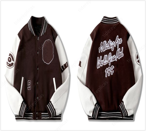 

cotton designer 2023 coat mens baseball jacket windbreaker windbreak varsity lightning letter stitching single breasted color block stand co, Black;brown