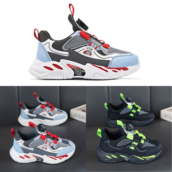 

2023 fashion ale children's shoes pink gray red black green spring rotating button breathable mesh outdoors shoes sneakers color261, White;red