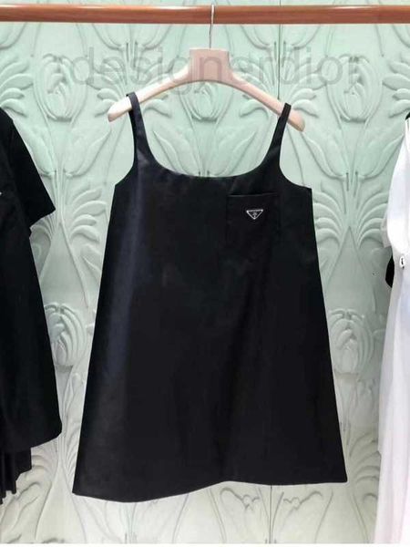 

casual dresses designer p family triangle summer new slim loose and versatile women's dress sleeveless suspender vest a-line skirt mjc8, Black;gray