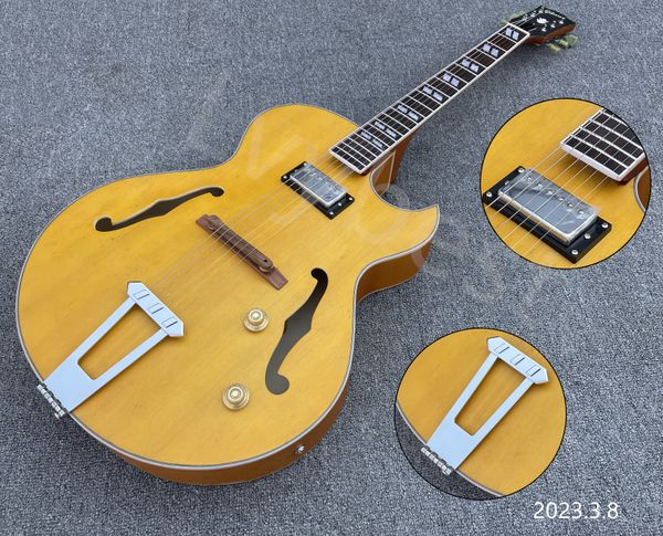 

electric guitar hollow body jazz long tail chrome parts rosewood fingerboard fret nibs special shape joined fingerboard end wood