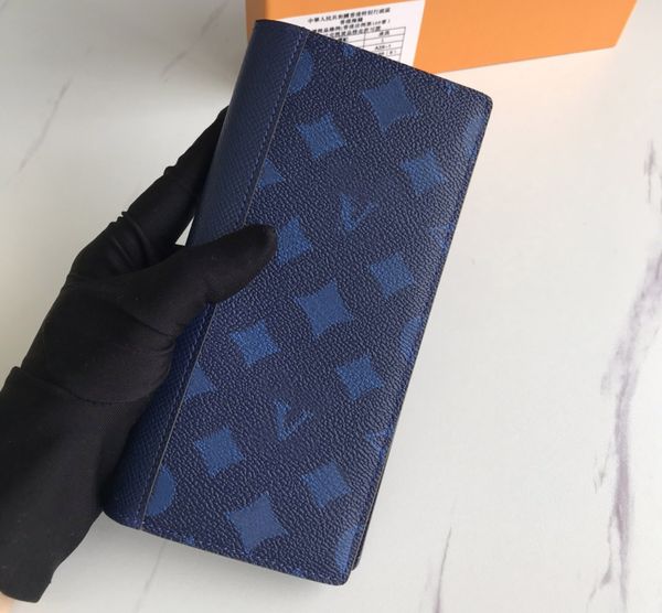 

2023 luxury brand fashion designer wallets luxury brazza purse mens womens slim clutch bags highs quality flower letter coin purses long car, Black