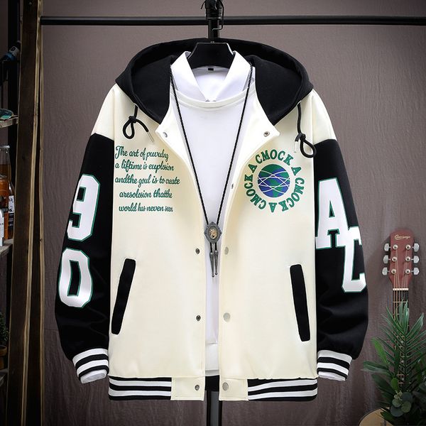 

men s jackets casual 2023 spring cotton hooded baseball letter embroidery bomber coats streetwear autumn sports clothing 230308, Black;brown