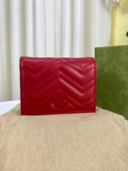 

women's new red short wallet marmont series card bag 466492, Red;black