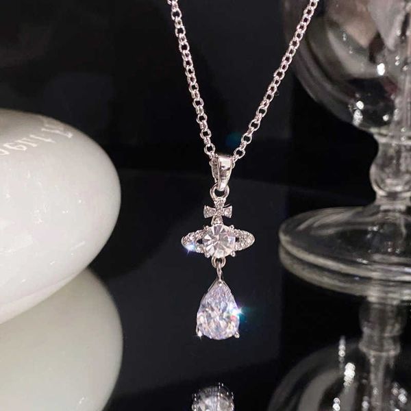 

pendant necklaces new fashioon zircon light luxury necklace tears drop pendant neck chain female jewelry l230308 l230308, Silver