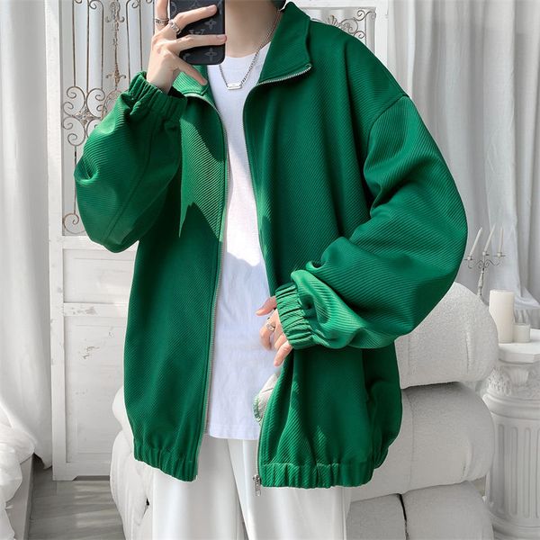 

men s jackets autumn track mens fashion 3 colors zip casual sport streetwear loose bomber men large size m 5xl 230307, Black;brown