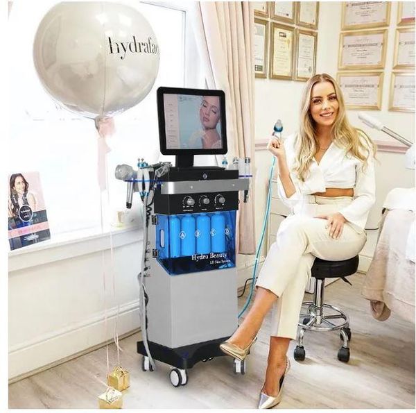 

14 in 1 multi-functional beauty equipment diamond hydrafacial water jet aqua peel dermabrasion oxigen facial machine hydrofacials microderma, Black;white