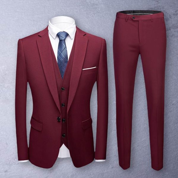 

men's suits blazers 1 set formal suit solid color temperament blazer vest pants set slimming pure color blazer pants 230307, White;black