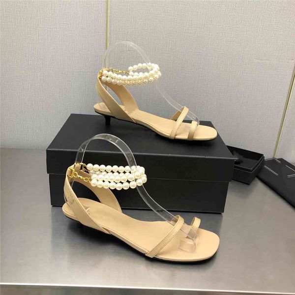 

fashion women's sandals 2023 channel luxury brand summer popular leather high heel sandals leisure holiday flats 05-030, Black